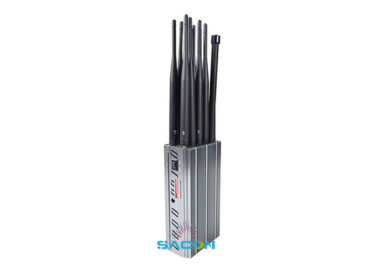 10W High Power Handheld Cell Phone Signal Jammer dengan 10 Antenna dan Jamming Range 30m