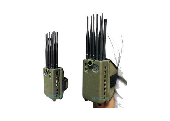 10W High Power Portable Mobile Phone Jammer dengan Baterai 8000mAh dan 10 Omni Antenna