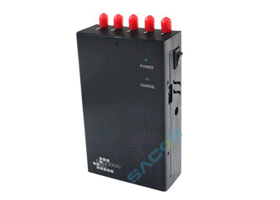 Portable Mobile Jammer dengan 5 Saluran 2G 3G WiFi GPS Blocking dan 2.5W Output Power Baterai terintegrasi