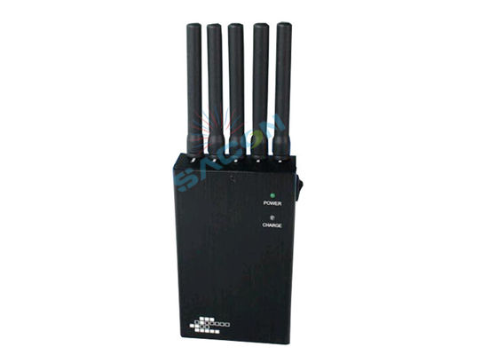Portable Mobile Jammer dengan 5 Saluran 2G 3G WiFi GPS Blocking dan 2.5W Output Power Baterai terintegrasi