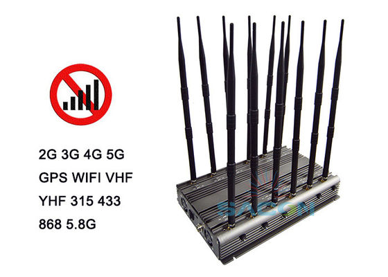 Perangkat Peredam Sinyal 5G 80W dengan 12 Antena dan Remote Kontrol Inframerah untuk Pemblokiran Ponsel