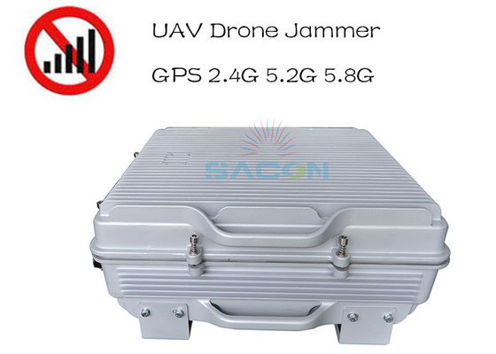 Waterproof IP64 High Power 385w Drone Signal Jammer 1.5km Jarak Panjang GPS 2.4G 5.8G