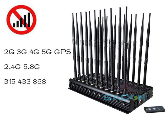 22 Antenna 42W Output Power Signal Jammer dengan Jamming Range 40m untuk Memblokir Ponsel dan WiFi