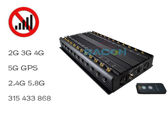22 Antenna 42W Output Power Signal Jammer dengan Jamming Range 40m untuk Memblokir Ponsel dan WiFi