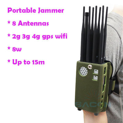 8000mAH Baterai 8 Antenna Handheld GPS Signal Jammer untuk 2G 3G 4G Signal Blocking