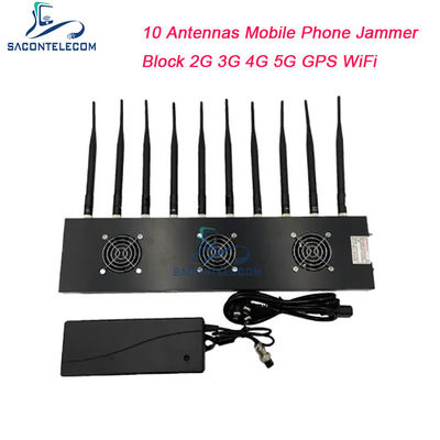 Perangkat Penghambat Sinyal 433MHz Jarak 40m dengan 10 Saluran dan Daya Output 18W untuk Pemblokiran GPS WiFi