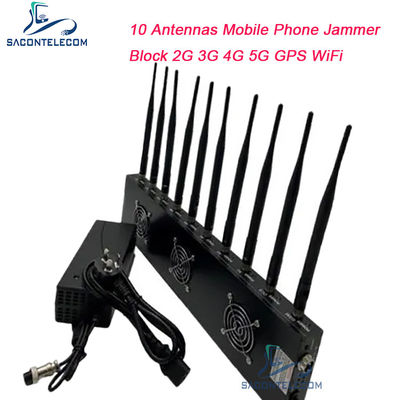 Perangkat Penghambat Sinyal 433MHz Jarak 40m dengan 10 Saluran dan Daya Output 18W untuk Pemblokiran GPS WiFi