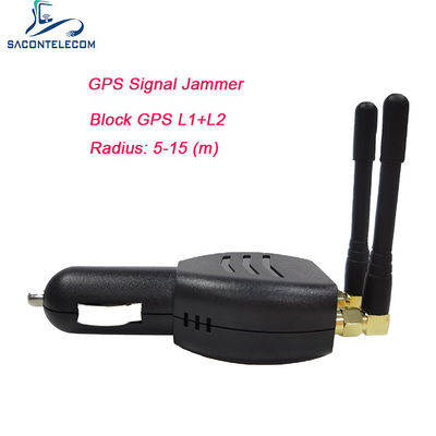 ISO9001 Mini GPS Jammer Blocker dengan Jarak 15m Omni Antenna Berat Ringan untuk Lighter Mobil 12V-24 DC