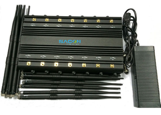 14 Band 35W Output Power Cell Phone Jammer dengan Jamming Range 2-70M untuk sinyal VHF UHF