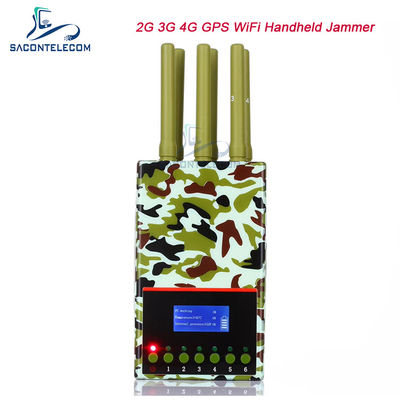 6 Antena Jangkauan 20m Jammer Ponsel Portabel dengan Baterai 4000mAh untuk Pemblokiran Sinyal GPS Lojack WiFi