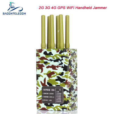6 Antena Jangkauan 20m Jammer Ponsel Portabel dengan Baterai 4000mAh untuk Pemblokiran Sinyal GPS Lojack WiFi