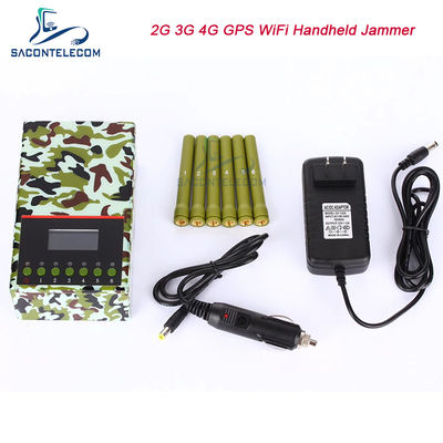 6 Saluran Radius 20m Jammer Sinyal Portabel dengan Baterai 4000mAH untuk Pemblokiran 2G 3G 4G GPS WiFi
