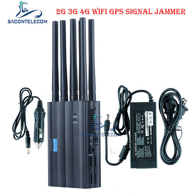 8 Saluran Portable Signal Jammer dengan Baterai 4000mAH dan Jangkauan 20m GPS WiFi Mobile Phone Signal Blocker