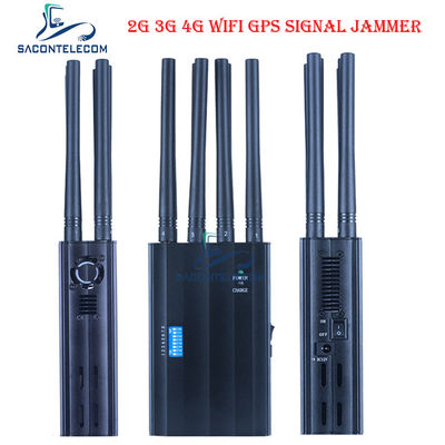 8 Band Handheld Signal Jammer dengan 20m Range dan Car Charge untuk 2G 3G 4G GPS WiFi Blocking
