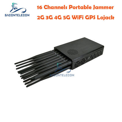 16W Daya Keluar 12000mAh Baterai 20m Range Signal Jammer Penghalang Ponsel Ponsel GPS Jammer