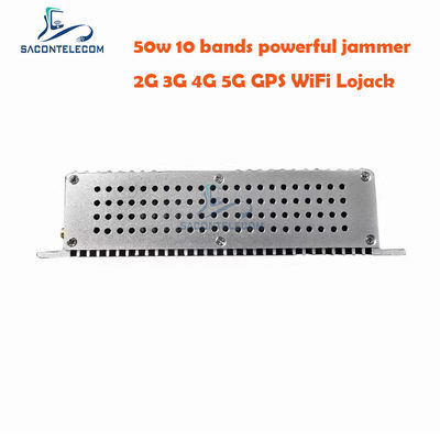 50W Perangkat Peredam Sinyal Desktop Daya Tinggi dengan 10 Antena dan 2 Kipas Pendingin untuk GSM DCS 3G 4G 5G
