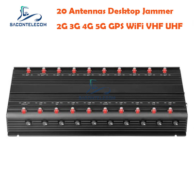 VHF UHF ISO9001 Jammer Sinyal Telepon Seluler 3,5 GHz 3,7 GHz 5,2 GHz 20 Saluran