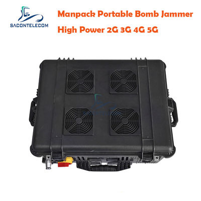 75W Output Power 120m Jamming Radius DC24V Power Supply IED RF Manpack Jammer untuk Pasukan Keamanan