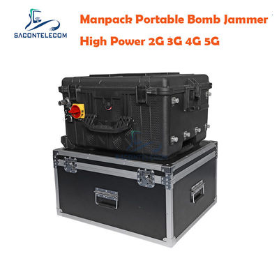 75W Output Power 120m Jamming Radius DC24V Power Supply IED RF Manpack Jammer untuk Pasukan Keamanan