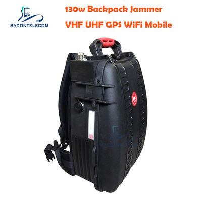 5 Saluran VHF UHF Manpack Jammer dengan jarak 120m dan Baterai Bawaan untuk Memblokir Sinyal Portable