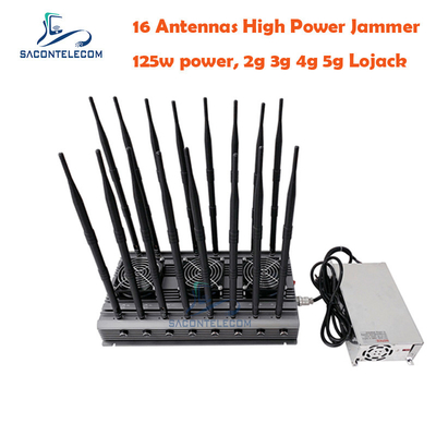 5.8G UMTS Desktop WiFi Signal Jammer 16 Antenna 125w 40m VHF UHF