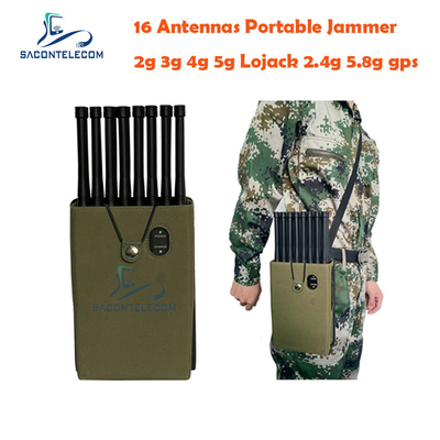 4G LTE 5G Lojack Portable Signal Jammer PHS PCS 16 Antenna 16w