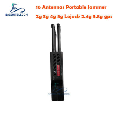 16 antena 16W 4G LTE 5G Lojack Portable Signal Jammer dengan 30m Range dan Handheld Design