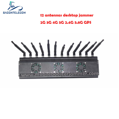 AC110V 48w Desktop Signal Jammer 2G 3G 4G 5G 2.4G 5.8G VHF UHF 12 Band
