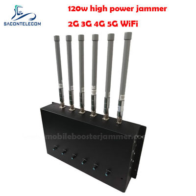 180W 6 Saluran Desktop Signal Jammer dengan Radius Jamming 20-150m untuk Blokir 2G 3G 4G 5G GSM CDMA