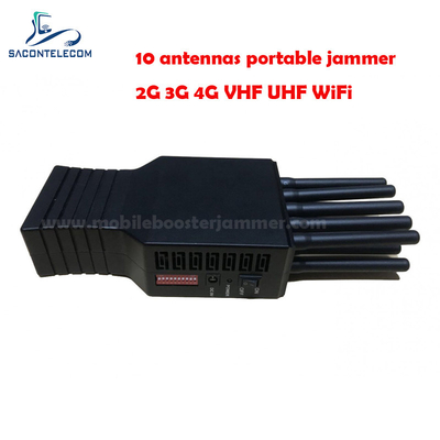 10w Penghalang sinyal ponsel 10 antena 20m Radius VHF UHF GPS