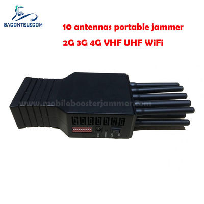 10W Daya 10 Antenna 20m Radius Portable Signal Jammer Handheld GPS WiFi Blocker