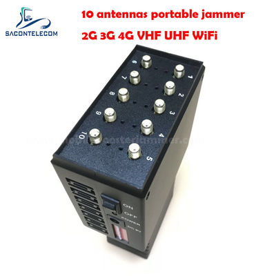 10W Daya 10 Antenna 20m Radius Portable Signal Jammer Handheld GPS WiFi Blocker