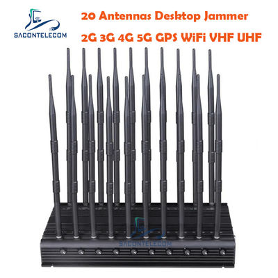Penghambat Sinyal Telepon Seluler 52 Watt 20 Saluran dengan Jangkauan 60 Meter Penghalang Sinyal Nirkabel