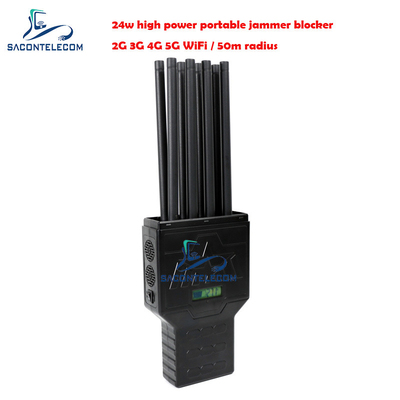 Portable 2G 3G 4G GPS 5G Signal Jammer Blocker 50m Jarak Panjang 8 Antenna