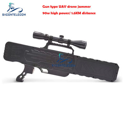 Handheld Anti Drone Gun Jammer dengan 90W Power 2KM Distance dan 2.4G 5.8G GPS Signal Blocking