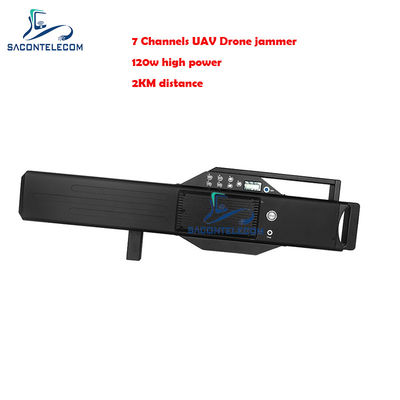 7 Saluran 120W Daya Tinggi Jarak 2KM Drone Signal Jammer Senapan Anti-Drone Jammer