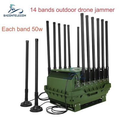 14 Saluran 700W Penjaga Anti Drone Daya Tinggi dengan Jangkauan Jamming 2KM untuk Keamanan Luar Ruangan