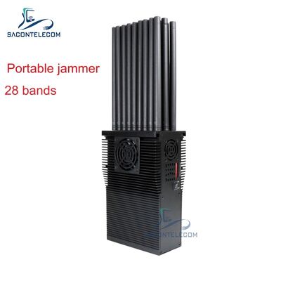 28 Saluran 28W Portable Signal Jammer dengan 27 Antenna untuk Full Band Wireless Signal Blocking