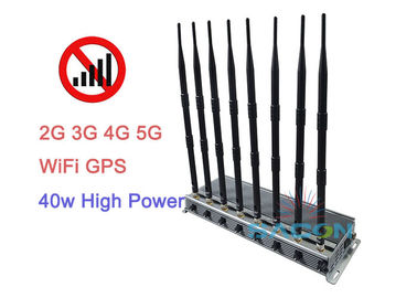 High Power 5G Signal Jammer Blocker 40w 2G 3G 4G 8 Antenna 80 Meter Range