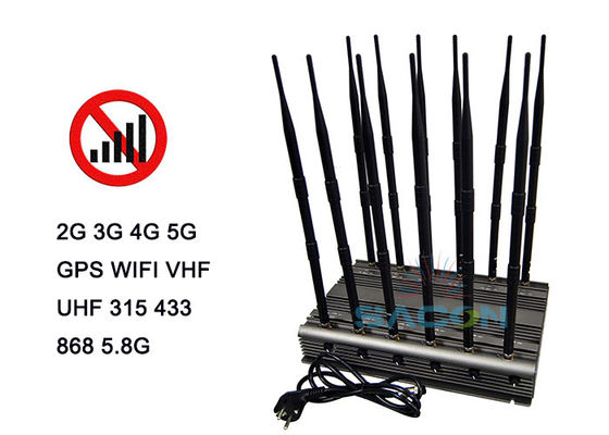 Perangkat Peredam Sinyal 5G 80W dengan 12 Antena dan Remote Kontrol Inframerah untuk Pemblokiran Ponsel