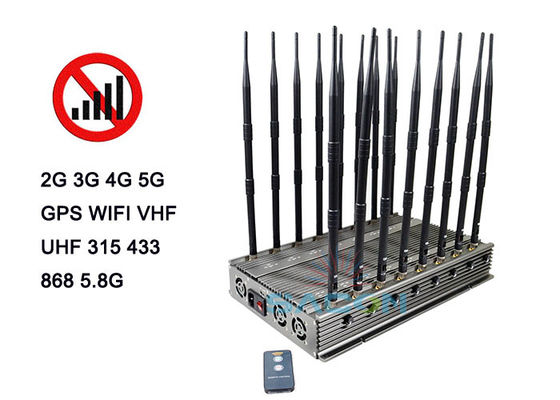 100W 5G Signal Jammer dengan 80m Range dan 16 Band Mobile Phone Blocker untuk Multi Frequency Jamming
