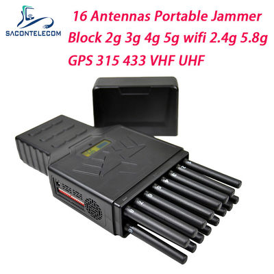 Portable 16 Channel 12W Power Signal Jammer dan GPS Blocker untuk WiFi 2.4G 5.8G Frekuensi