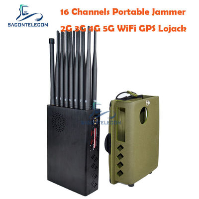 16W Daya Keluar 12000mAh Baterai 20m Range Signal Jammer Penghalang Ponsel Ponsel GPS Jammer