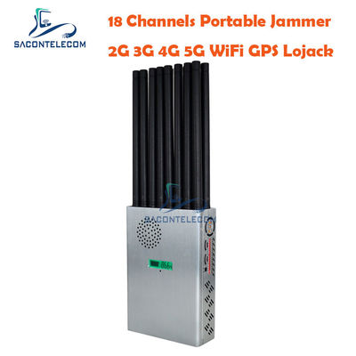 7.4V 20m Pengganggu sinyal ponsel 18 Antenna 4G 5G GPS 18w