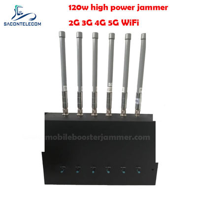 180W 6 Saluran Desktop Signal Jammer dengan Radius Jamming 20-150m untuk Blokir 2G 3G 4G 5G GSM CDMA